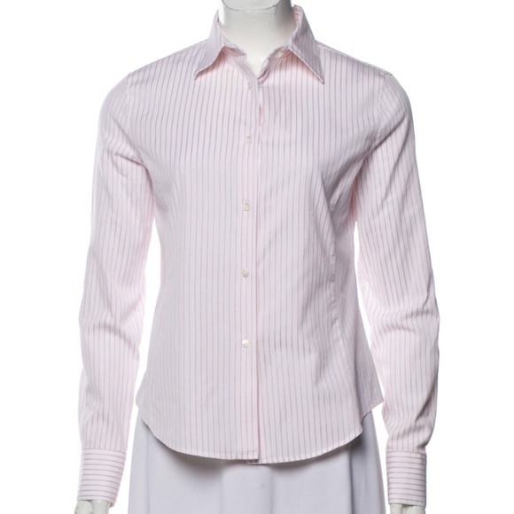 Loro Piana Striped Long Sleeve Button-Up Top / Size: IT42,US8 - Picture 1 of 4
